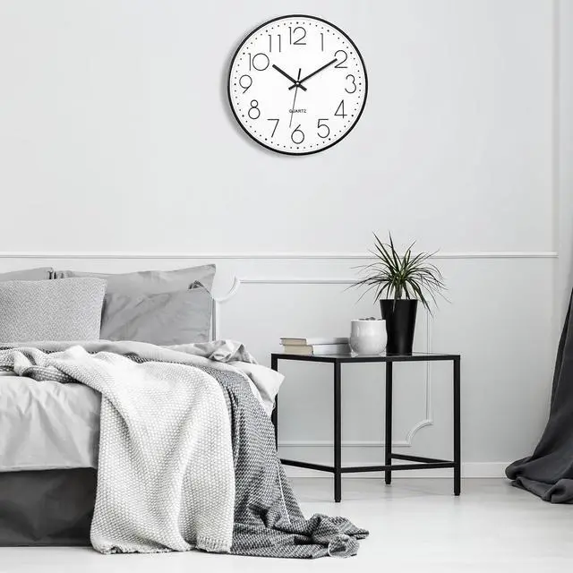 Alt view image 2 of 7 - Lumuasky 4 Pack Wall Clock,12 Inch Silent Battery Operated Non Ticking Quartz Round Analog Classic Clock Modern Design for Home Office Classroom School Living Room Bedroom