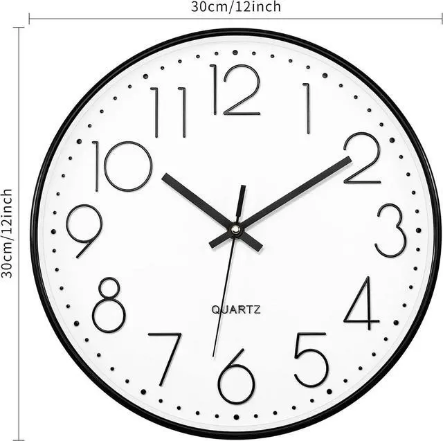Alt view image 3 of 7 - Lumuasky 4 Pack Wall Clock,12 Inch Silent Battery Operated Non Ticking Quartz Round Analog Classic Clock Modern Design for Home Office Classroom School Living Room Bedroom