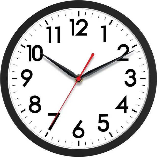 Main image of AKCISOT Wall Clock 10 Inch Silent Non-Ticking Modern Clocks Battery Operated - Analog Small Classic for Office, Home, Bathroom, Kitchen, Bedroom, School, Living Room(Black)