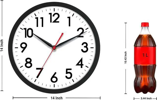 Alt view image 2 of 7 - AKCISOT 14 Inch Wall Clock Silent Non-Ticking Modern Wall Clocks Battery Operated - Analog Classic Clock for Office, Home, Bathroom, Kitchen, Bedroom, School, Living Room(Black)