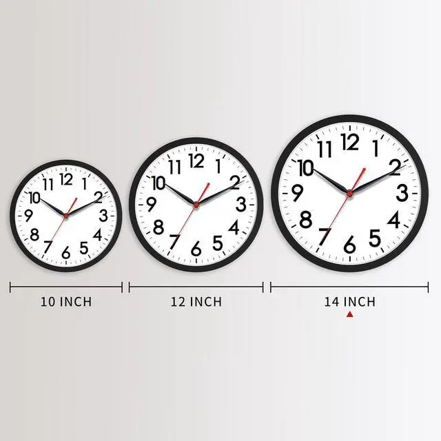 Alt view image 3 of 7 - AKCISOT 14 Inch Wall Clock Silent Non-Ticking Modern Wall Clocks Battery Operated - Analog Classic Clock for Office, Home, Bathroom, Kitchen, Bedroom, School, Living Room(Black)