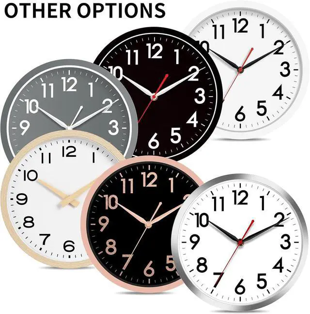 Alt view image 4 of 7 - AKCISOT Wall Clock 10 Inch Silent Non-Ticking Modern Clocks Battery Operated - Analog Small Classic for Office, Home, Bathroom, Kitchen, Bedroom, School, Living Room(Black)