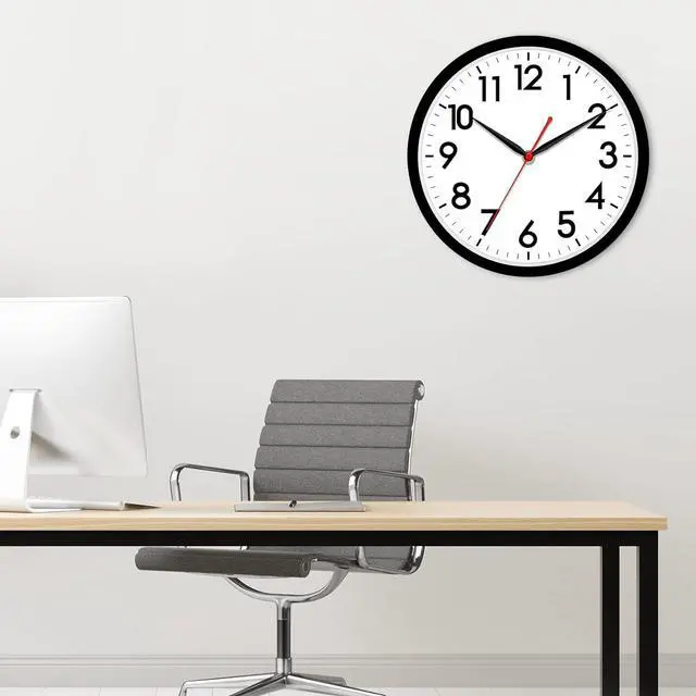 Alt view image 6 of 7 - AKCISOT 14 Inch Wall Clock Silent Non-Ticking Modern Wall Clocks Battery Operated - Analog Classic Clock for Office, Home, Bathroom, Kitchen, Bedroom, School, Living Room(Black)