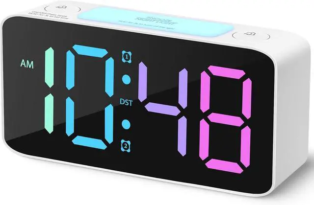 Main image of Cadmos Super Loud Alarm Clock for Heavy Sleepers Adults,Digital Clock with 7 Color NightLight,Adjustable Volume,USB Charger,Small Clocks for Bedrooms,Ok to Wake Up for Kids,Teens (White+RGB)