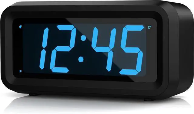 Main image of KWANWA Alarm Clock, Digital Clock, Constantly 1.2'' LED Blue Digits Display, Battery Powered, Snooze, Small Wall Clock, Desk Clock, Clock for Bedroom, Alarm Clock for Heavy Sleepers