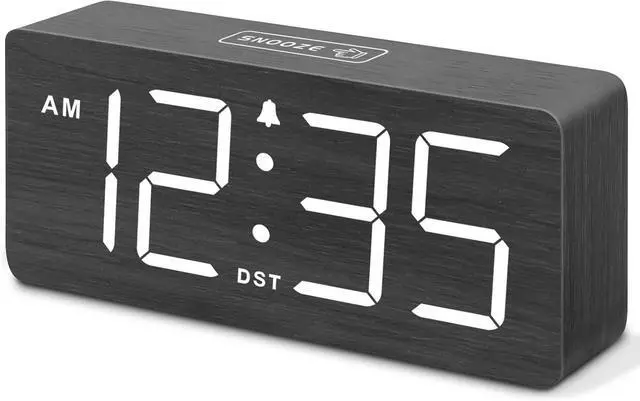 Main image of DreamSky Wooden Digital Alarm Clock for Bedroom - Loud Alarm Clock for Heavy Sleepers with Volume Control, Desk Clocks for Living Room with Large Numbers, Dimmer, DST, Wood Decor (Adapter Powered)