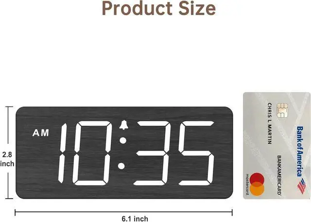 Alt view image 7 of 7 - DreamSky Wooden Digital Alarm Clock for Bedroom - Loud Alarm Clock for Heavy Sleepers with Volume Control, Desk Clocks for Living Room with Large Numbers, Dimmer, DST, Wood Decor (Adapter Powered)