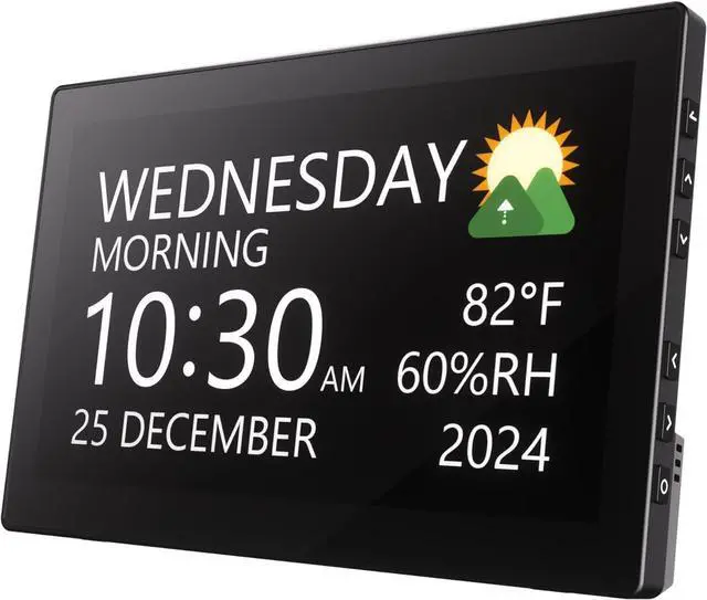 Main image of Raynic Digital Clock, Large Display Calendar Clock with 12 Themes, 20 Alarms, 20 Reminders, Auto Dimming, 12/24 Hours, Indoor Temperature, Humidity for Seniors, Desk