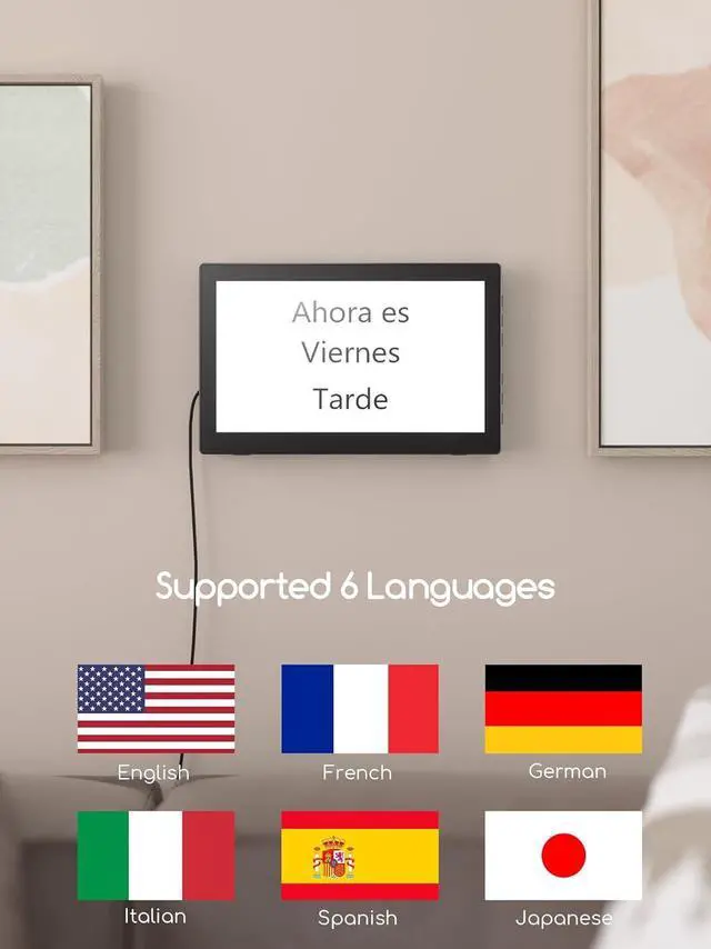 Alt view image 3 of 7 - Raynic Digital Clock, Large Display Calendar Clock with 12 Themes, 20 Alarms, 20 Reminders, Auto Dimming, 12/24 Hours, Indoor Temperature, Humidity for Seniors, Desk