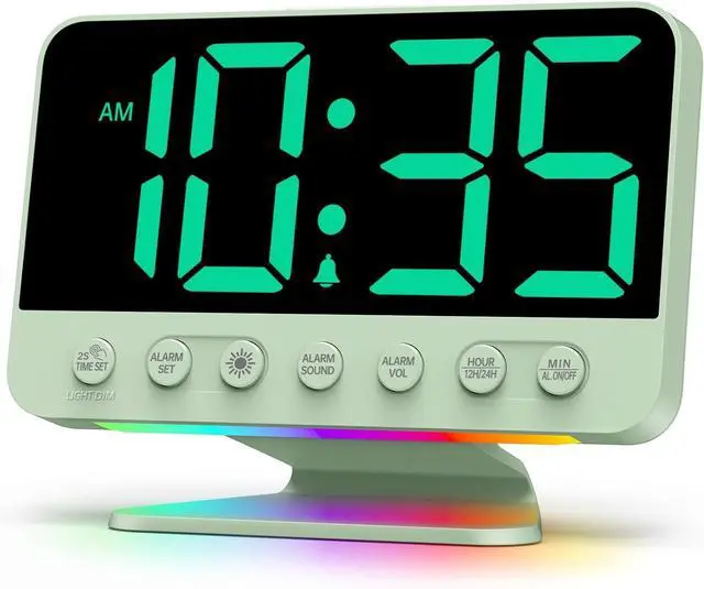 Main image of Digital Alarm Clocks for Bedrooms: Large Bold Number 5 Brightness Dimmer - Easy to Read Across The Room - 5 Alarm Sound 8 Night Light - Sage Green