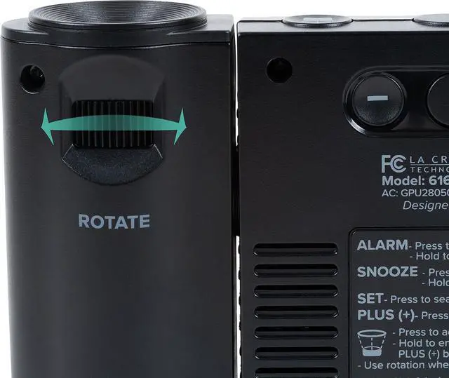 Alt view image 4 of 6 - La Crosse Technology 616-41667-INT Black Atomic Projection Alarm Clock with Temperature