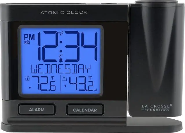 Main image of La Crosse Technology 616-41667-INT Black Atomic Projection Alarm Clock with Temperature