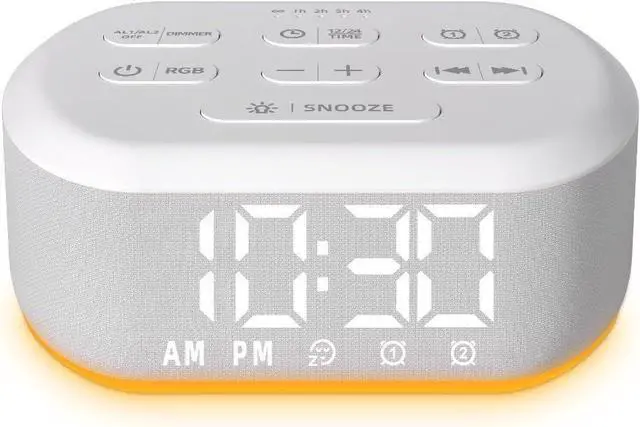 Main image of Brown Noise Machine Small Digital Alarm Clock Sound Machine for Bedrooms White Noise Machine Night Light Plug in Desk Clock with 30 Wake up Sounds Clock for Kids Heavy Sleepers Snooze 32 Levels Volume