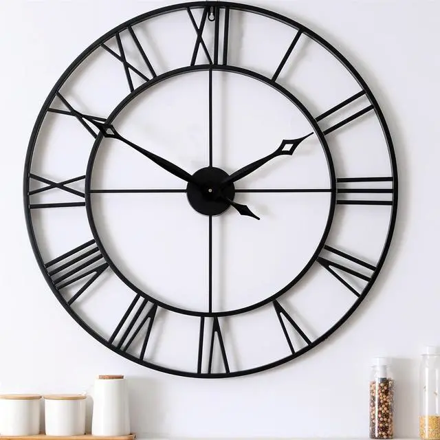 Main image of CLXEAST 30 Inch Large Wall Clock Modern, Oversized Roman Numeral Decorative Black Metal Wall Clock for Living Room Decor,House Warming Gifts New Home