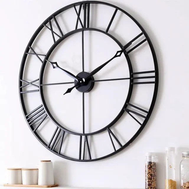 Alt view image 2 of 7 - CLXEAST 30 Inch Large Wall Clock Modern, Oversized Roman Numeral Decorative Black Metal Wall Clock for Living Room Decor,House Warming Gifts New Home
