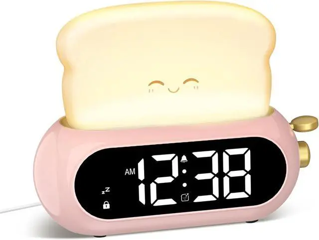 Main image of Cute Digital Clock for Bedrooms, Kids Alarm Clocks with Night Light Lamp, 10 Alarm Tones, Adjustable Brightness, Nap Timer, Snooze, Power-off Memory, Bedside Clocks for Girls Kids Teens Birthday Gifts