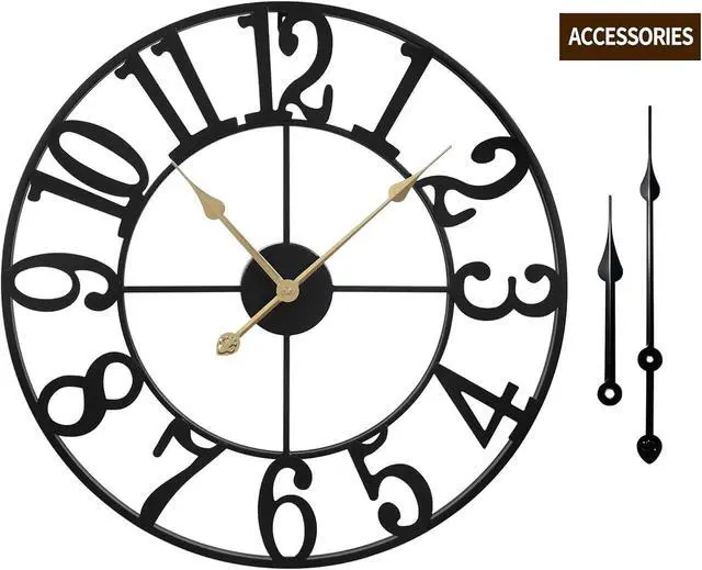 Alt view image 6 of 7 - LEIKE Large Wall Clocks,Silent,Non Ticking,Battery Operated Small Vintage Round Modern Metal Wall Clock for Living Room, Bedroom,Kitchen,Farmhouse,Office Decor-13.5 Inch(Black-Arabic Number)
