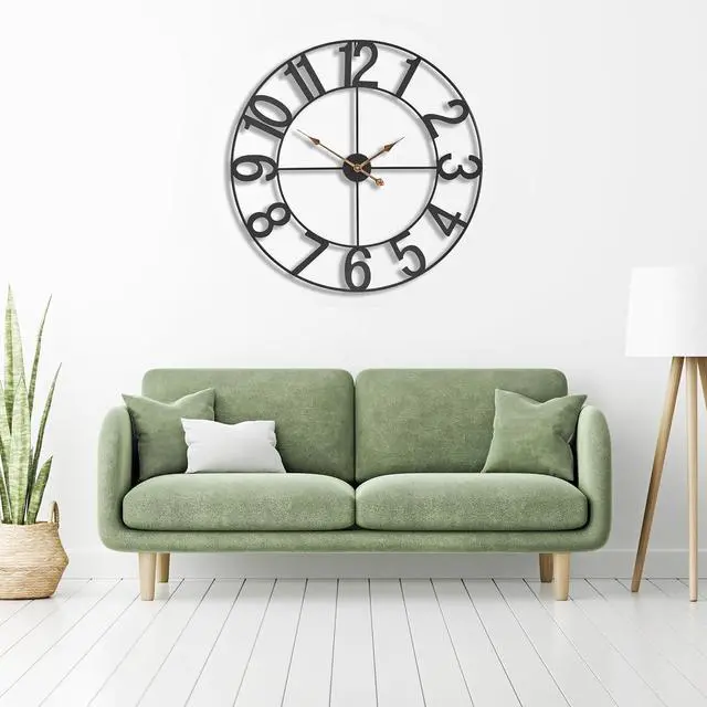 Alt view image 5 of 7 - Sorbus 32-Inch Large Wall Clock  Decorative Black Metal Clock with Gold Hands  Silent, Battery Operated, Modern Wall Decor for Living Room, Kitchen, or Office  Great Gift for Housewarming or Office