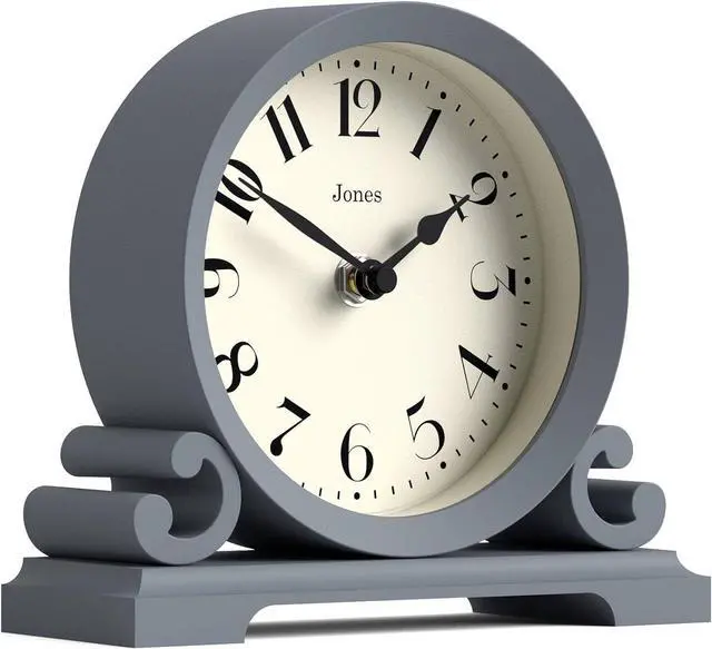 Alt view image 2 of 7 - JONES CLOCKS® Saloon Mantel Clock | Traditional Double Scroll Design | French Navy | Contemporary Classic Style for Desk, Table, Shelf or Bedside