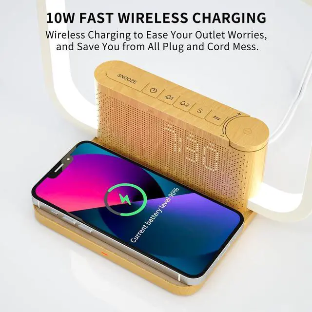 Alt view image 4 of 7 - Sunrise Alarm Clock with Wireless Charging Desk Touch Lamp 3 Level Dimmable Wake-up Light Bedside Lamps for Bedroom Living Room,Sunrise Lamp with 10 Natural White Noise Sound 30/60/90 Mins countdown