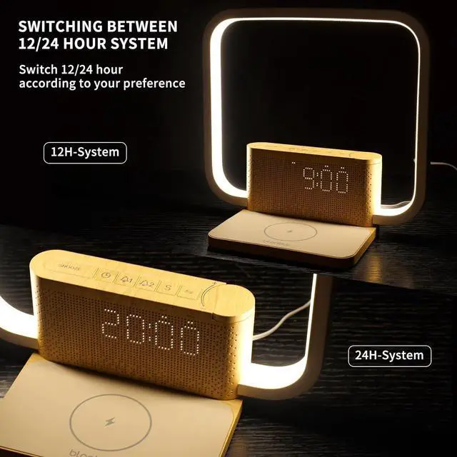 Alt view image 7 of 7 - Sunrise Alarm Clock with Wireless Charging Desk Touch Lamp 3 Level Dimmable Wake-up Light Bedside Lamps for Bedroom Living Room,Sunrise Lamp with 10 Natural White Noise Sound 30/60/90 Mins countdown