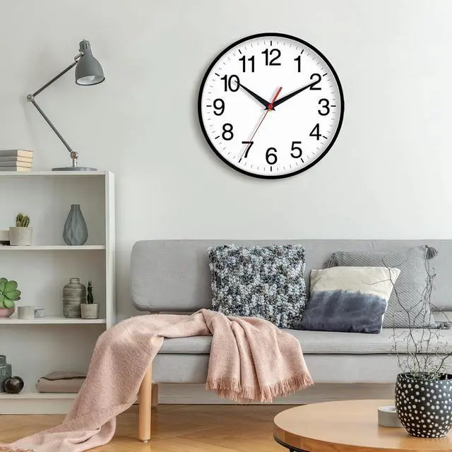 Alt view image 5 of 7 - 16 Inch Wall Clock Modern Battery Operated Silent Non Ticking Large Analog Clock for Living Room Office Home Bedroom Kitchen Bathroom(Black)