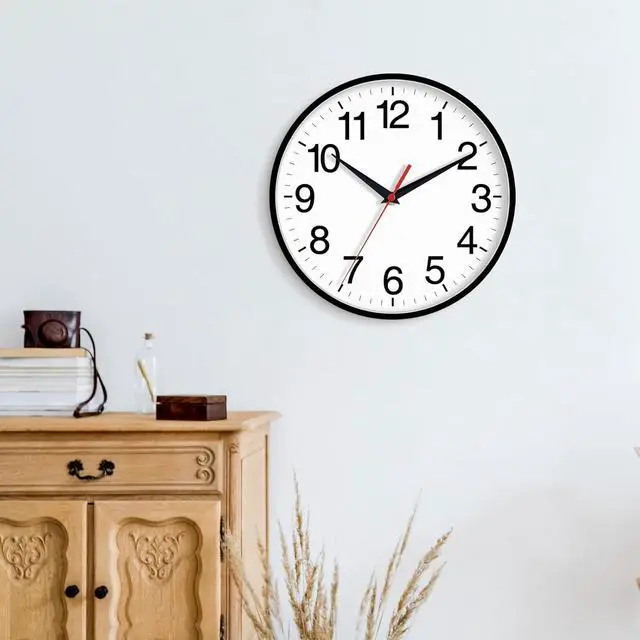 Alt view image 7 of 7 - 16 Inch Wall Clock Modern Battery Operated Silent Non Ticking Large Analog Clock for Living Room Office Home Bedroom Kitchen Bathroom(Black)