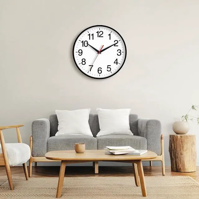 Alt view image 6 of 7 - 16 Inch Wall Clock Modern Battery Operated Silent Non Ticking Large Analog Clock for Living Room Office Home Bedroom Kitchen Bathroom(Black)