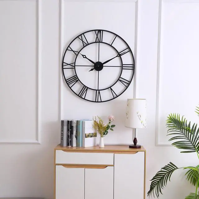 Alt view image 7 of 7 - CLXEAST 30 Inch Large Wall Clock Modern, Oversized Roman Numeral Decorative Black Metal Wall Clock for Living Room Decor,House Warming Gifts New Home