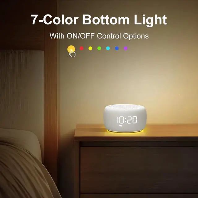 Alt view image 7 of 7 - BUFFBEE Bluetooth Speaker Alarm Clock with FM Radio - Rich and Clear Sound, Dimmable Clock, Plugged in Alarm Clock Radio for Bedroom (White)