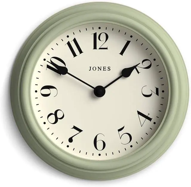 Main image of JONES CLOCKS® Frieze Wall Clock | Small Elegant Classic Round Clock | 9 inch | Green | Pretty Design Ideal for The Kitchen, Living Room, Bedroom, Large or Small Spaces