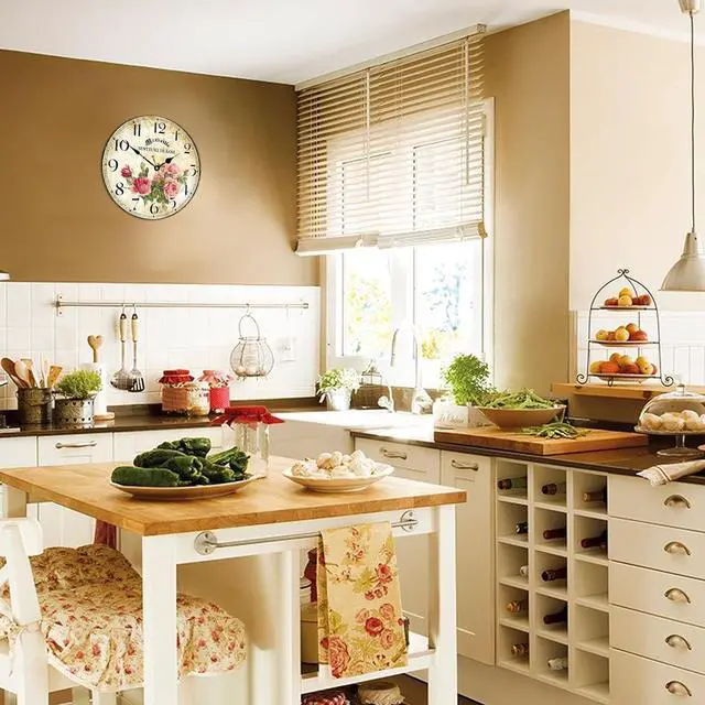 Alt view image 5 of 5 - Vintage French Floral Wall Clock with Pink Rose Pattern Small Round Silent Non-Ticking Quartz Movement 8 inches Wall Clocks Battery Operated Home Flower Decorative for Bedroom,Living Room