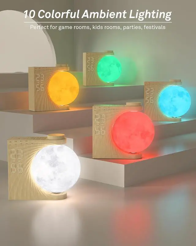 Alt view image 4 of 7 - AIRIVO Alarm Clock for Bedrooms, Sunrise Alarm Clock Wake Up Light for Kids Teens, White Noise Sound Machine, Moon Light Dual Alarms for Heavy Sleepers, Night Light Clock for Preppy Room Decor