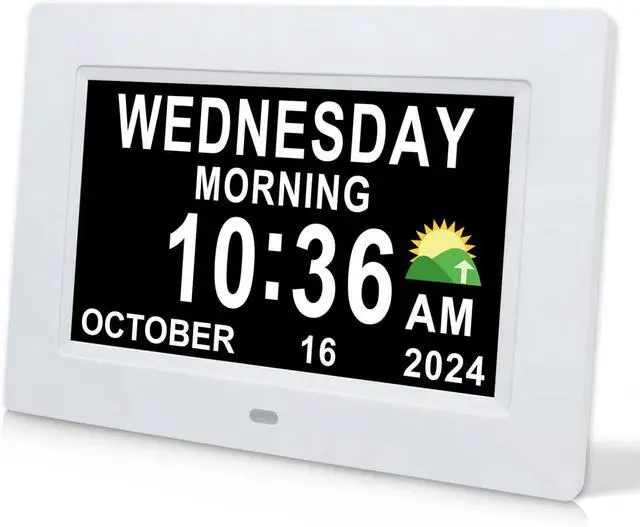 Main image of Digital Calendar Dementia Alarm Clock with Day and Date for Elderly - 15 Alarms 5 Colors Display Digital Clock Large Display Alzheimers Large Digital Clock for Seniors (7in White)