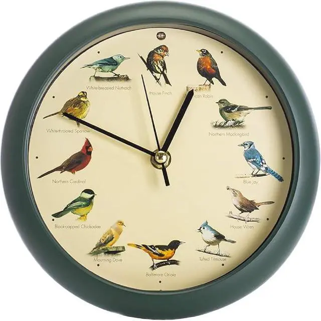 Main image of Mark Feldstein, The Original Singing Bird Clock, 8 Inch, Green