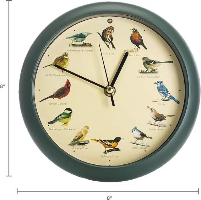 Alt view image 2 of 7 - Mark Feldstein, The Original Singing Bird Clock, 8 Inch, Green