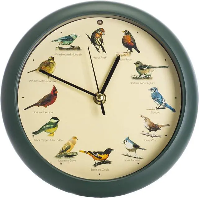 Alt view image 4 of 7 - Mark Feldstein, The Original Singing Bird Clock, 8 Inch, Green