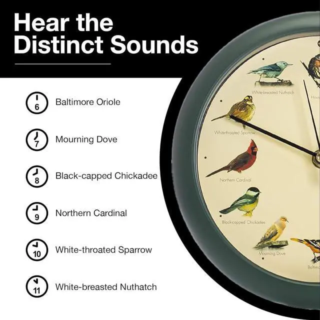 Alt view image 6 of 7 - Mark Feldstein, The Original Singing Bird Clock, 8 Inch, Green