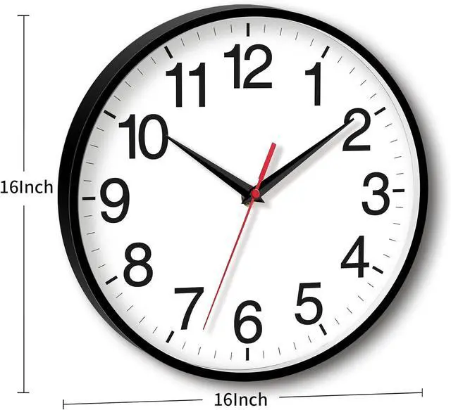 Alt view image 3 of 7 - 16 Inch Wall Clock Modern Battery Operated Silent Non Ticking Large Analog Clock for Living Room Office Home Bedroom Kitchen Bathroom(Black)