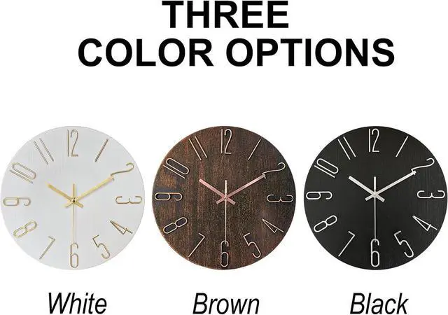 Alt view image 2 of 7 - AIRUIFU Wall Clock 12 Inch Silent Non-Ticking Modern Clocks Battery Operated - Analog Small Classic for Office, Home, Bathroom, Kitchen, Bedroom, School, Living Room(Black)