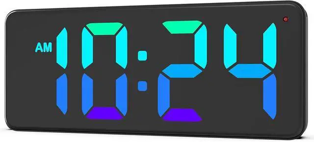 Main image of LED Digital Wall Clock with Dynamic RGB Display, Big Digits, Auto-Brightness, 12/24Hr Format, Modern Electric Small Silent Wall Clock for Living Room, Bedroom, Classroom, Farmhouse, Kitchen, Office