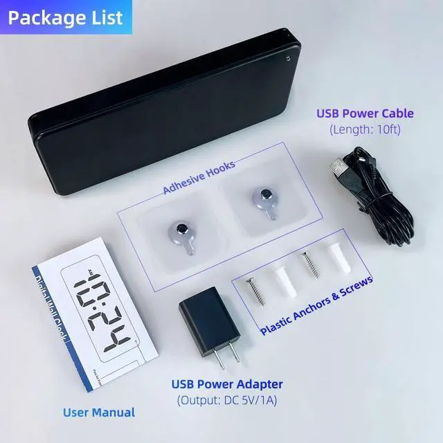 Alt view image 7 of 7 - LED Digital Wall Clock with Dynamic RGB Display, Big Digits, Auto-Brightness, 12/24Hr Format, Modern Electric Small Silent Wall Clock for Living Room, Bedroom, Classroom, Farmhouse, Kitchen, Office