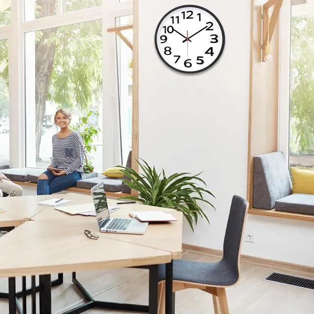 Alt view image 2 of 6 - Wall Clock 12 Inch Silent Non-Ticking Big Numbers Easy to Read Wall Clocks Decorative for Office School Bedroom Home