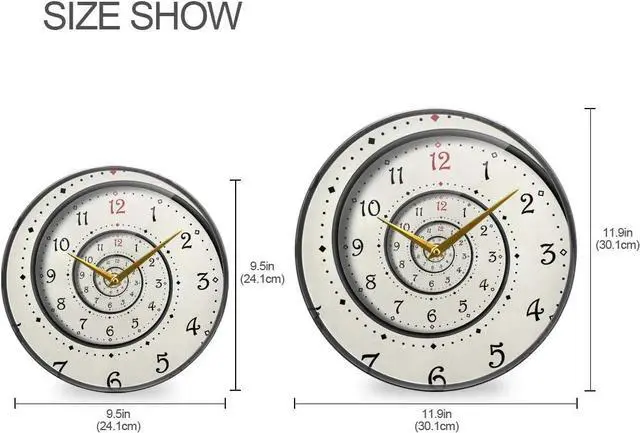 Alt view image 2 of 6 - ALAZA Modern White Spiral Wall Clock Battery Operated Silent Non Ticking Clocks for Living Room Decor 12 Inch / 9.5 Inch