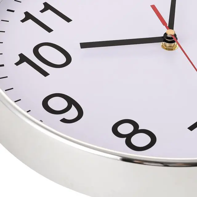 Alt view image 2 of 7 - Plumeet Extra Large Wall Clock - 16" Non Ticking Silent Quartz Black Wall Clocks - Simple Design Wall Clocks for Living Room Decor, Battery Operated, Chrome