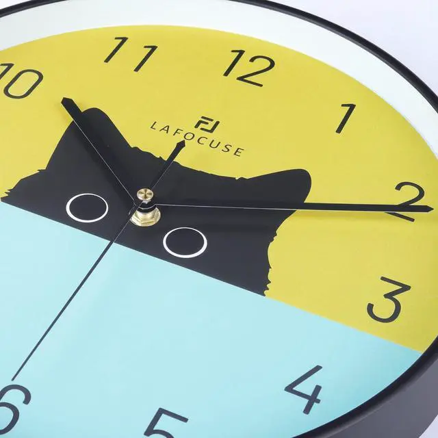 Alt view image 6 of 7 - Lafocuse 12 Inch Silent Cat Wall Clock Battery Operated, Black Cat Clock Analog for Girls Room, Cute Animal Clock for Kids Bedroom