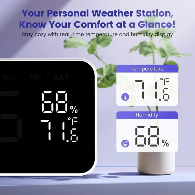 Alt view image 5 of 7 - Bed Shaker Loud Alarm Clock for Heavy Sleepers Adults, Vibrating Dual Alarm Clocks for Bedrooms, Large Display Auto Dimmer,Temperature & Humidity Detect, 7-Day Programmable, Ideal Gift