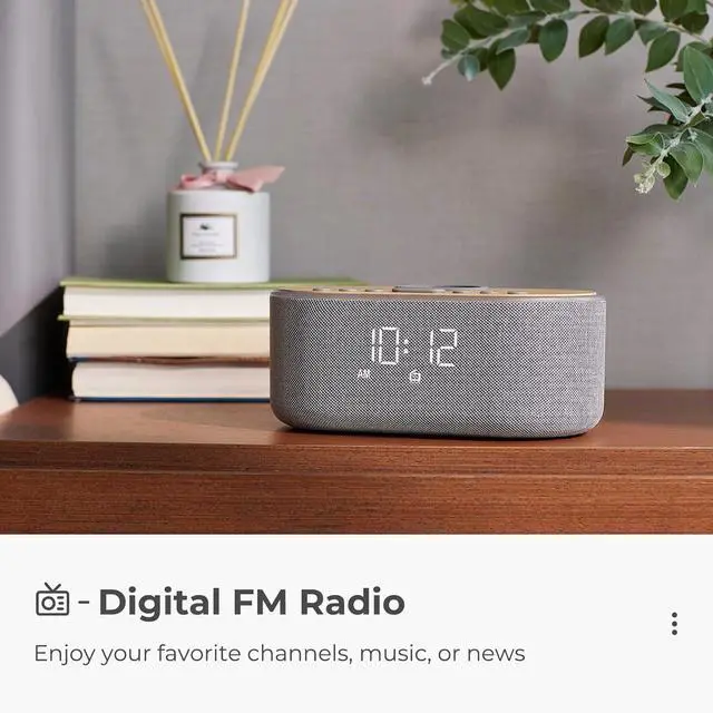 Alt view image 7 of 7 - uscce Alarm Clock Bluetooth FM Radio: 10W Stereo Sound Speaker - Fast Wireless Charging for iPhone Samsung - Dimmable Clock Radio for Bedroom