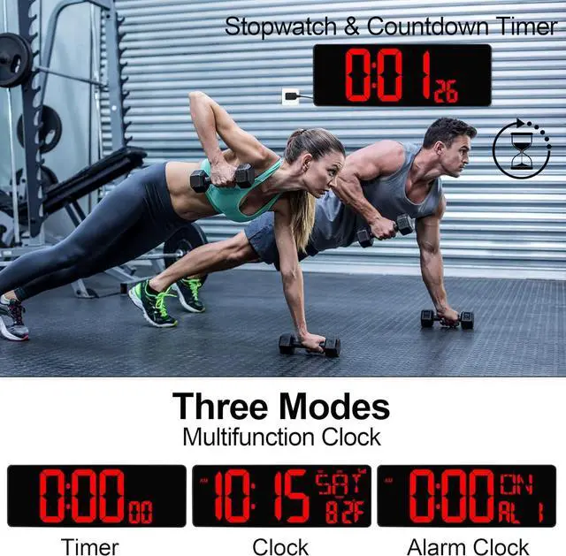 Alt view image 6 of 6 - XREXS 17.2" Large Digital Wall Clock Bluetooth Sync Time, Precise Atomic Clocks with Remote Control, Adjustable Dimmer Grandfather Clock, Temperature for Bedroom, Desk Alarm Clock for Elderly