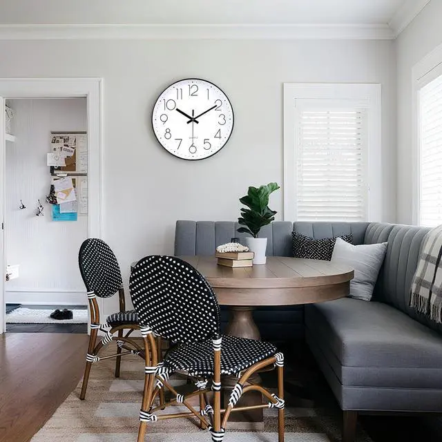 Alt view image 3 of 7 - jomparis 12 Inch Wall Clock Silent Non Ticking Battery Operated Quartz Modern Decorative Round Wall Clock for Office Classroom School (Black)